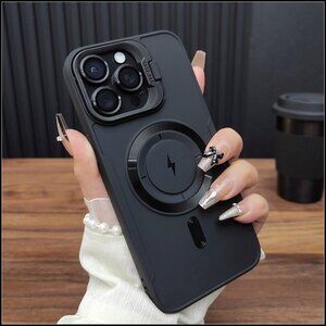 Matte Black Case with Magnetic Ring & Flip Camera Stand